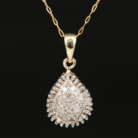 10K Diamond Pendant on 14K Fancy Link Chain - Picture 2 of 10
